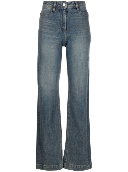 Blue High-waisted Straight Leg Jeans