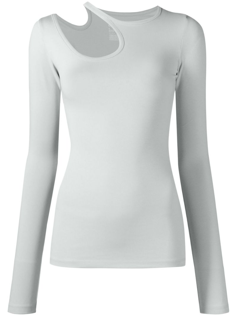 Blue Cut-out Long Sleeve T-shirt