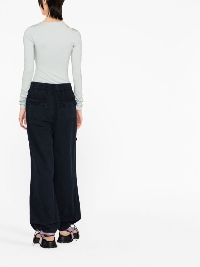 Blue Cut-out Long Sleeve T-shirt