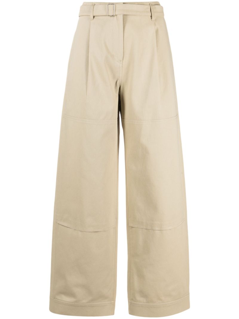 Neutral Wide-leg Cotton Trousers