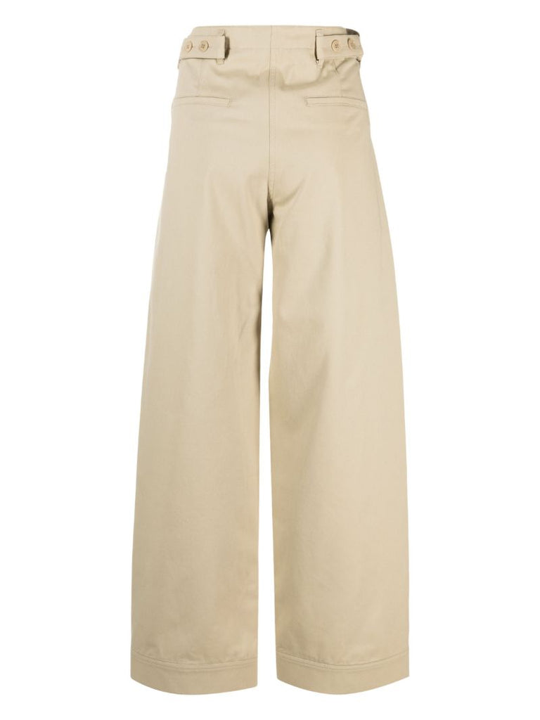 Neutral Wide-leg Cotton Trousers