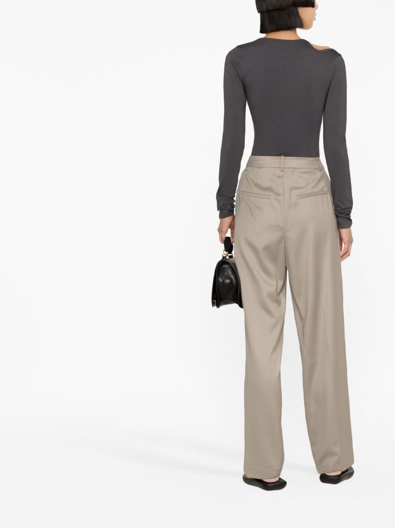 Neutral Deep Tuck Tailored Trousers