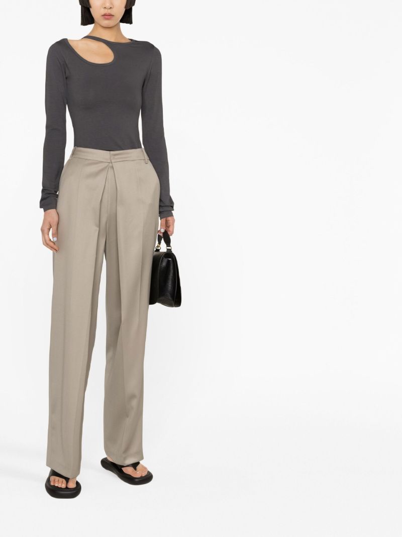 Neutral Deep Tuck Tailored Trousers