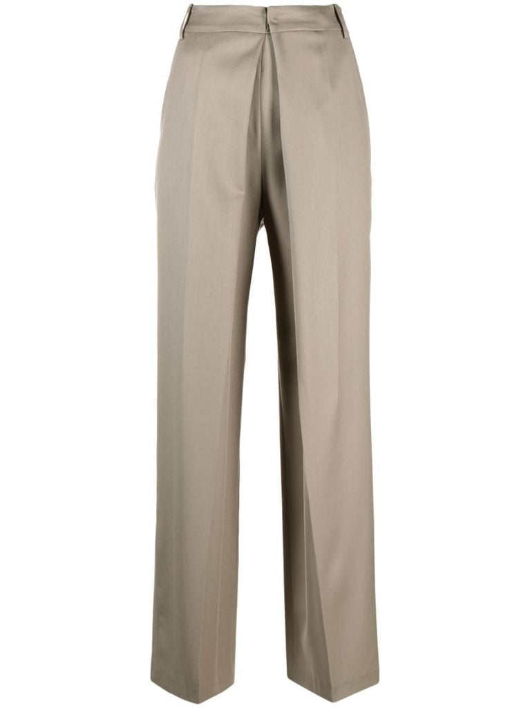 Neutral Deep Tuck Tailored Trousers