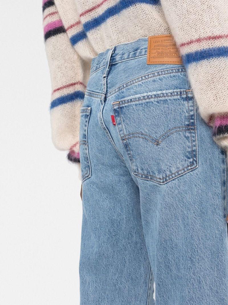 Blue Baggy Bootcut Distressed Jeans