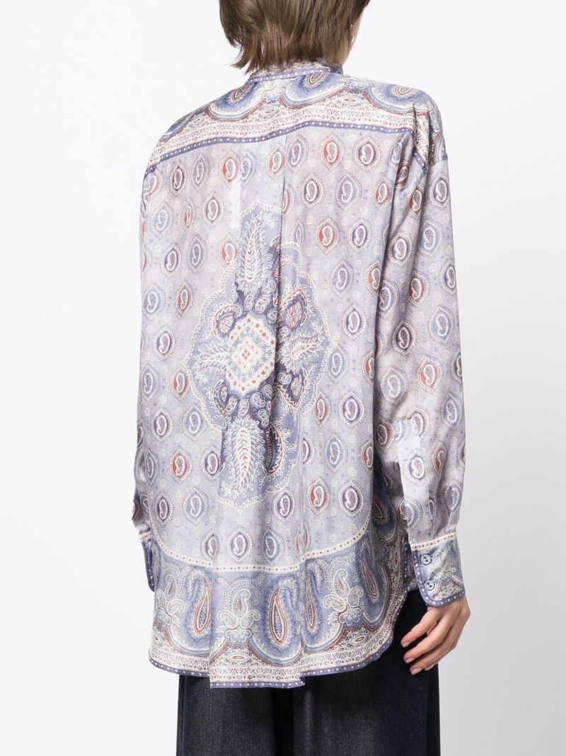 Blue Vitali Paisley Print Silk Blouse