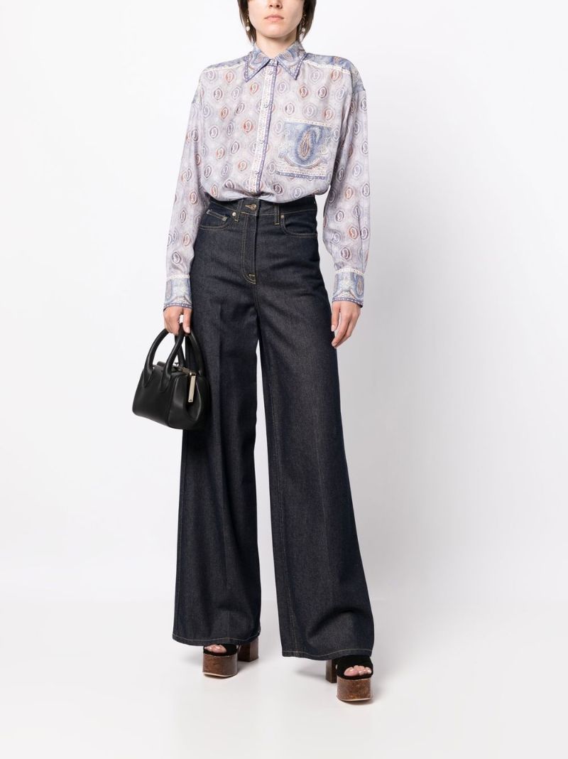 Blue Vitali Paisley Print Silk Blouse