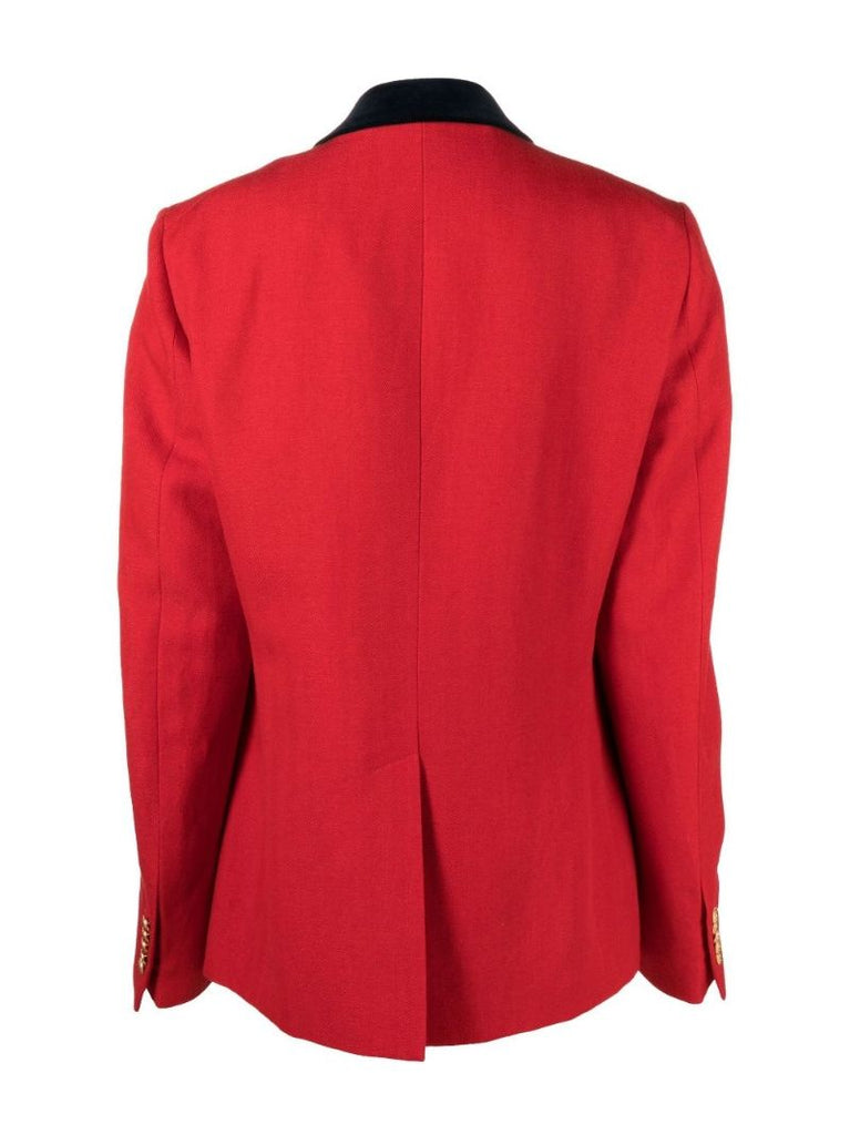 Red Herringbone Double-breasted Jacket