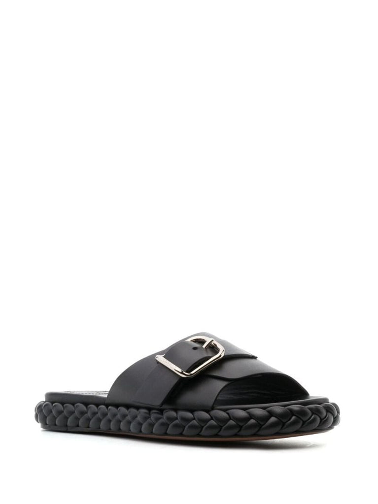 Black Braided Sole Sandals