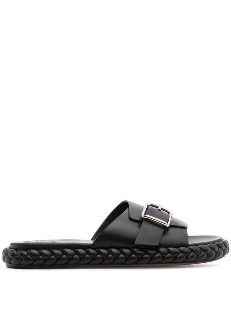 Black Braided Sole Sandals