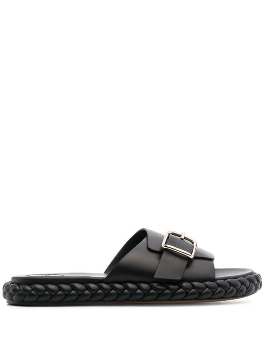 Black Braided Sole Sandals