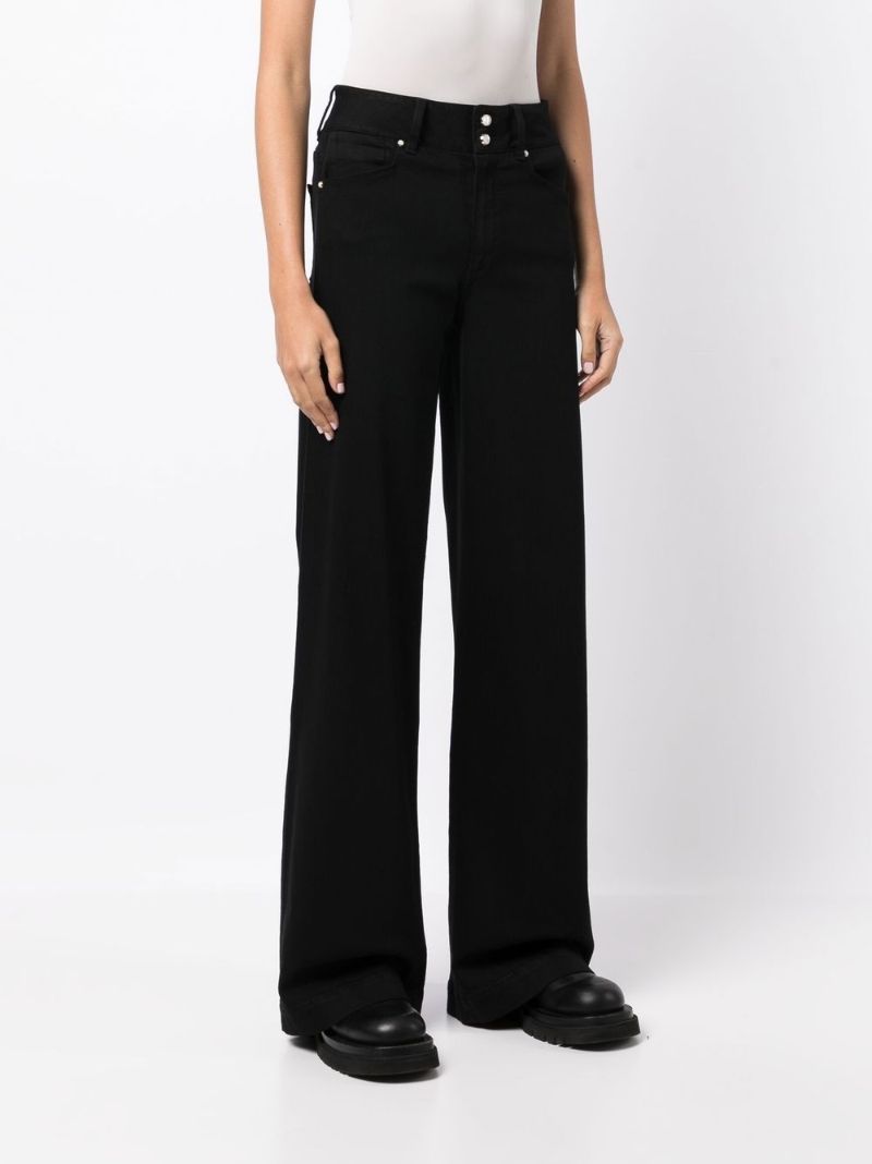 Harper Double-buttoned Wide-leg Jeans