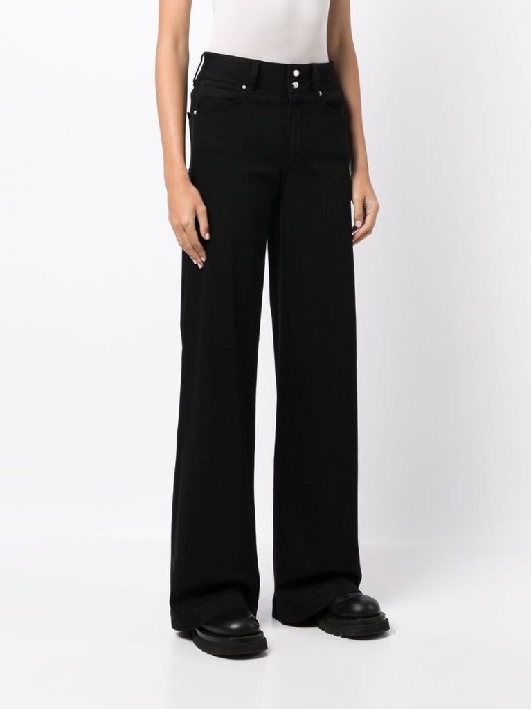 Harper Double-buttoned Wide-leg Jeans