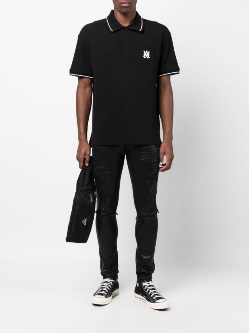 Black Mx1 Coated Distressed Skinny Jeans