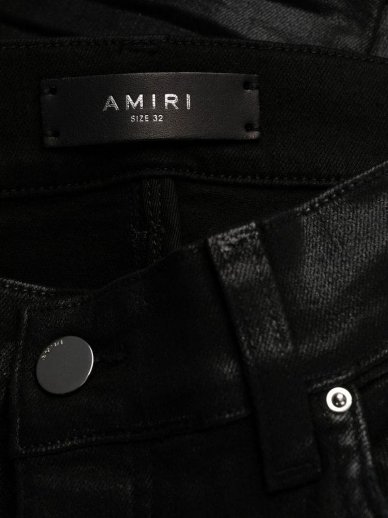 Black Mx1 Coated Distressed Skinny Jeans