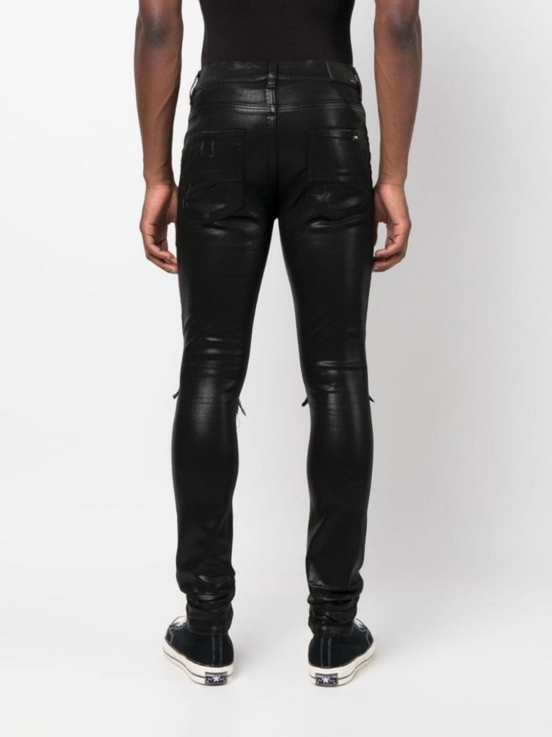 Black Mx1 Coated Distressed Skinny Jeans
