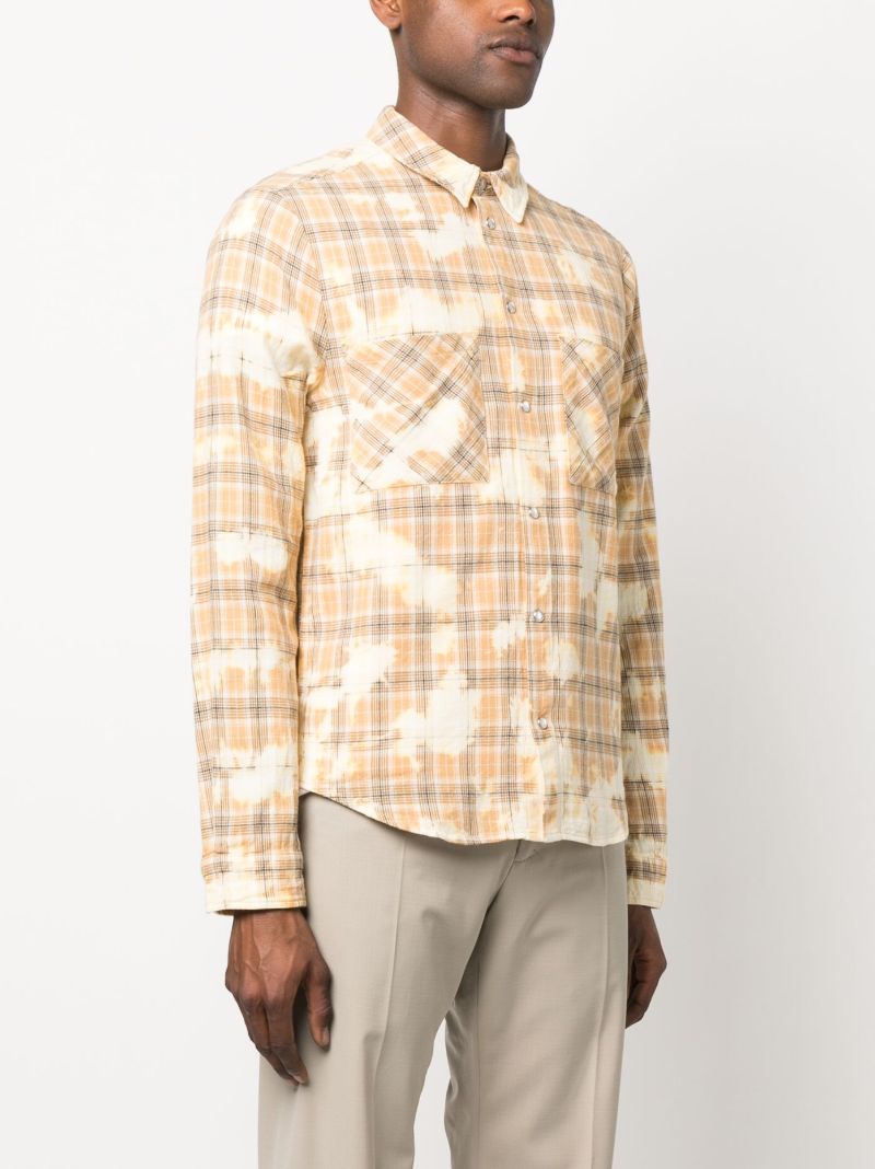 Yellow Clip-bleached Checked Cotton Shirt
