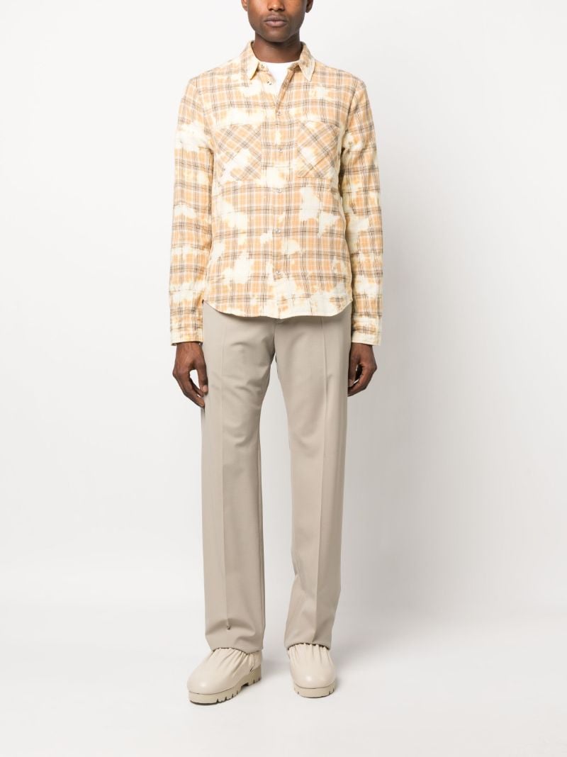 Yellow Clip-bleached Checked Cotton Shirt
