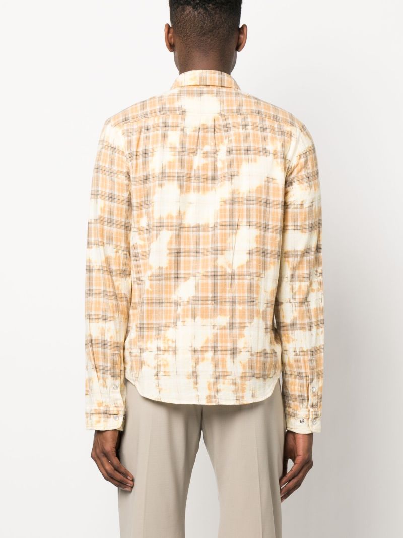 Yellow Clip-bleached Checked Cotton Shirt