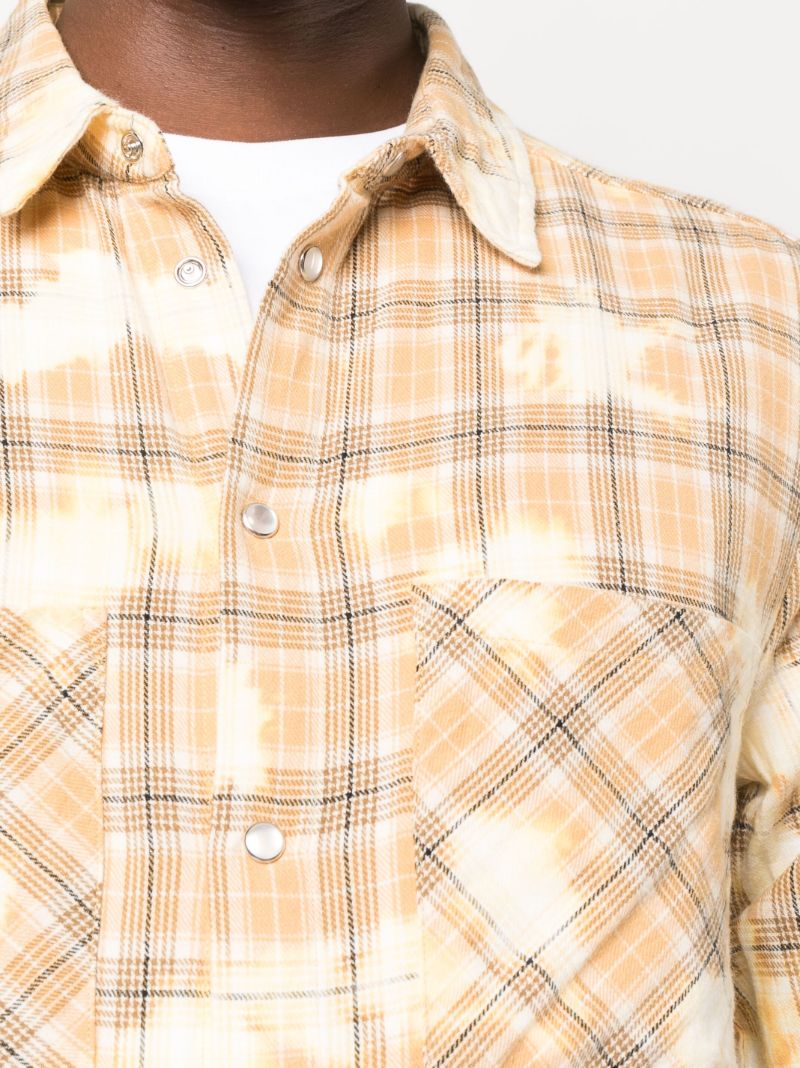 Yellow Clip-bleached Checked Cotton Shirt