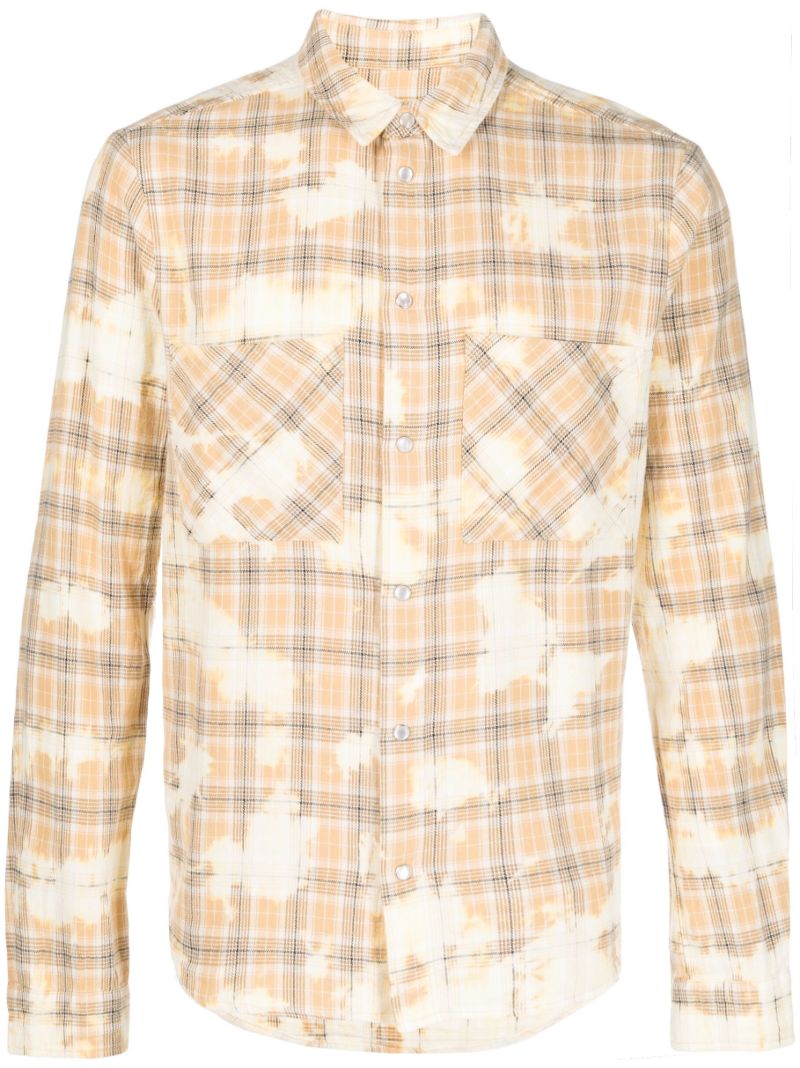 Yellow Clip-bleached Checked Cotton Shirt