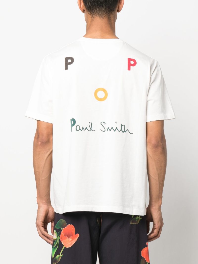 White X Paul Smith Logo Embroidery T-shirt