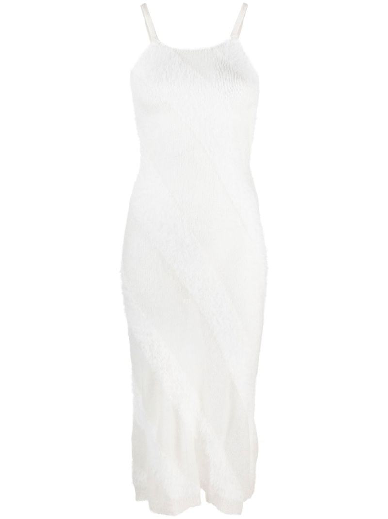 White Striped Knit Midi Dress