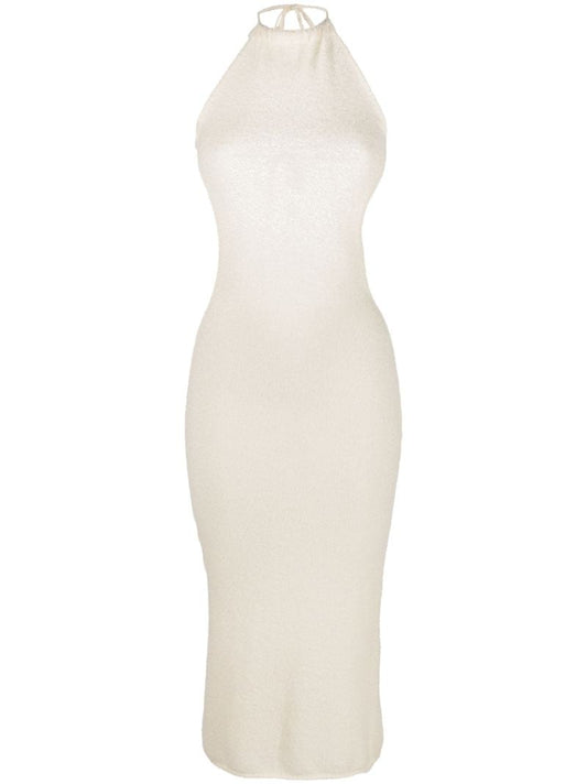 White Marsa Halterneck Cotton Dress