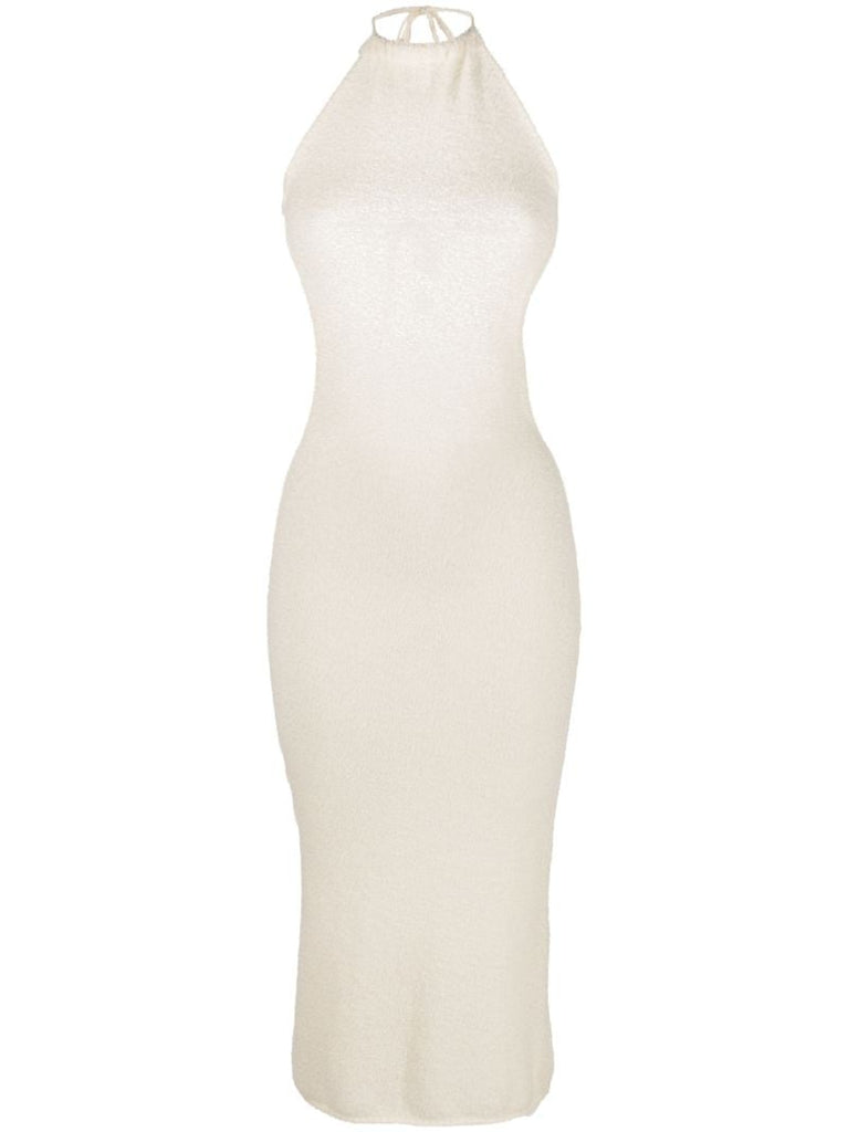 White Marsa Halterneck Cotton Dress