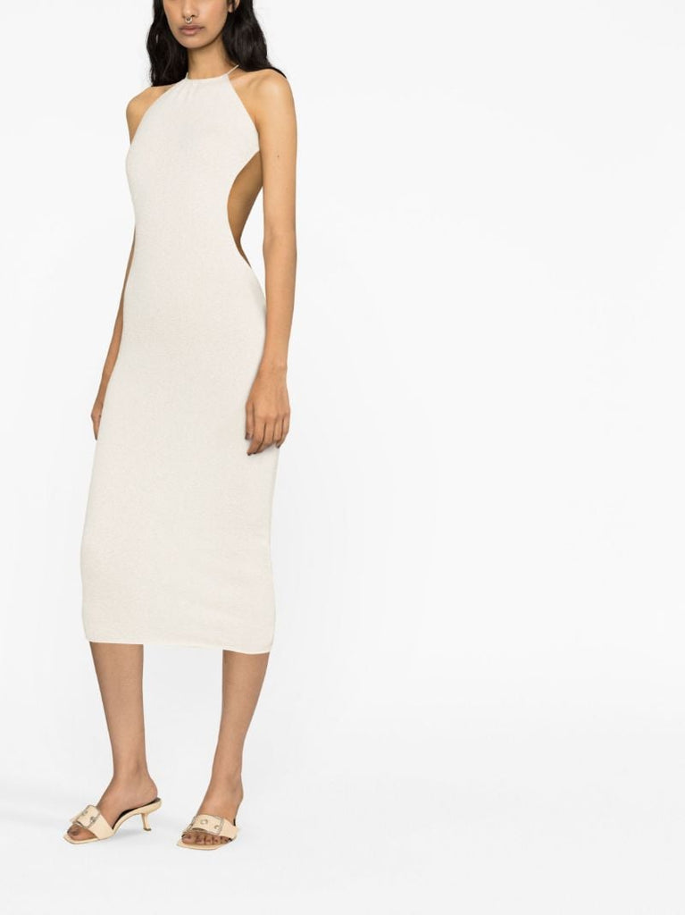 White Marsa Halterneck Cotton Dress