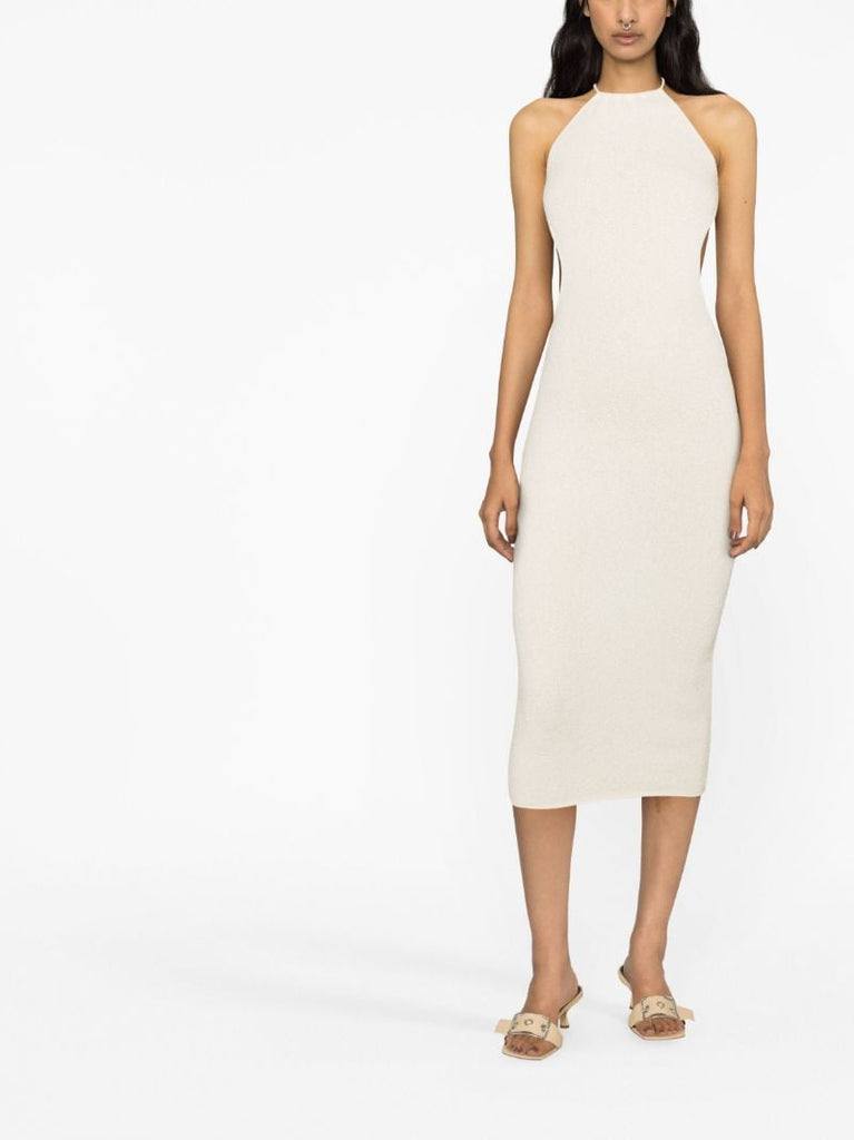 White Marsa Halterneck Cotton Dress