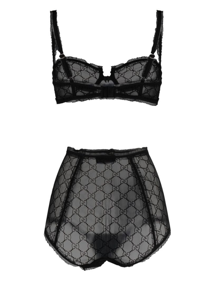 Black Gg Tulle Lingerie Set