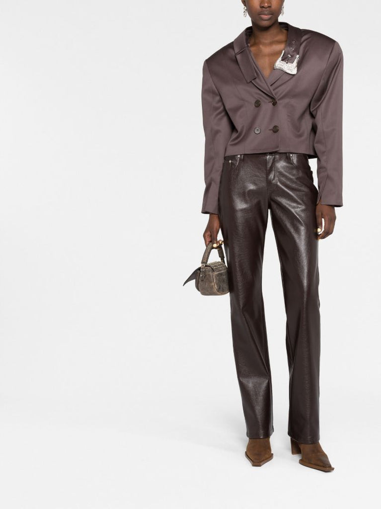 Brown Suzan Cropped Double-brasted Blazer