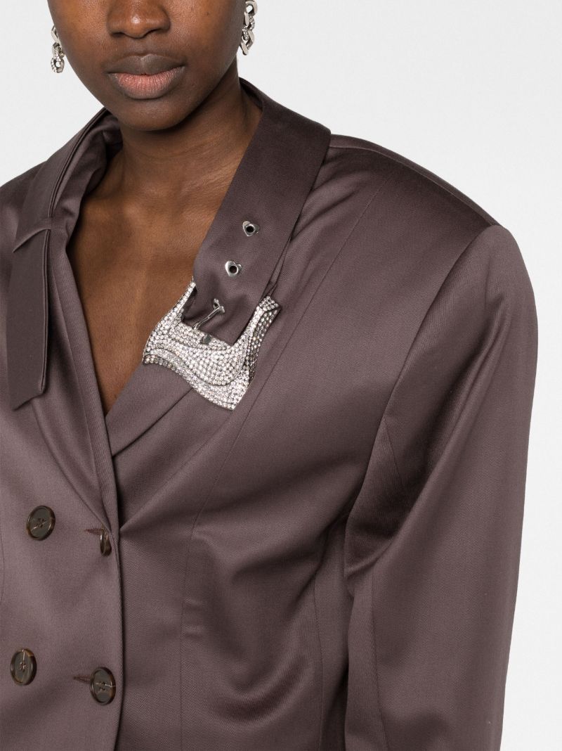 Brown Suzan Cropped Double-brasted Blazer