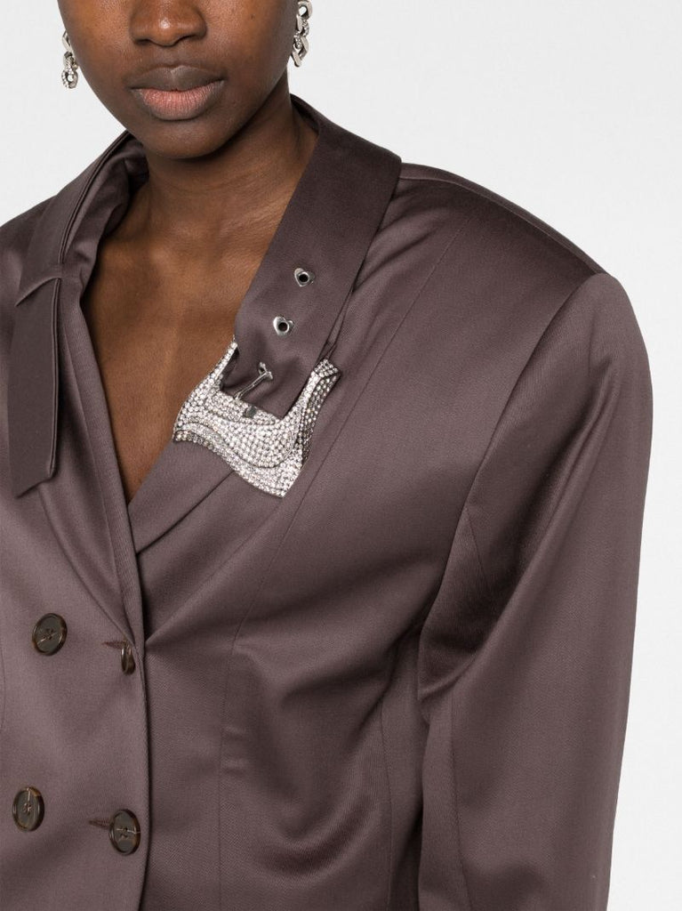 Brown Suzan Cropped Double-brasted Blazer