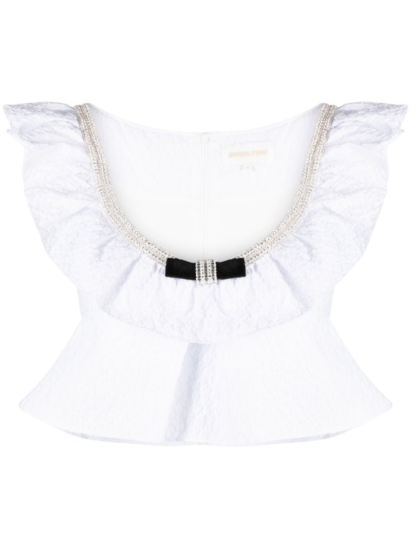 White Ruffled Crop Top