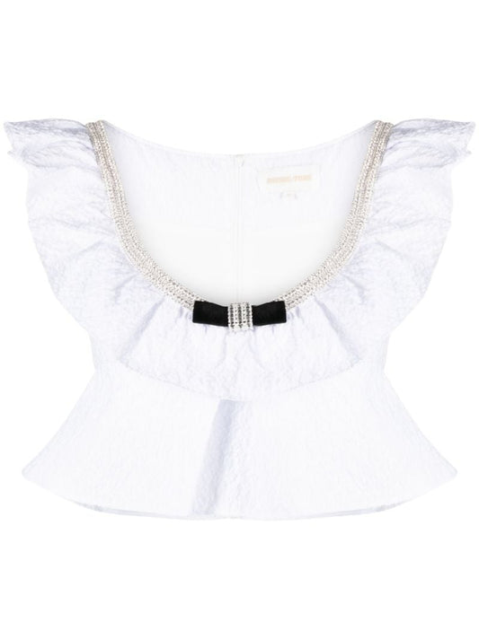 White Ruffled Crop Top
