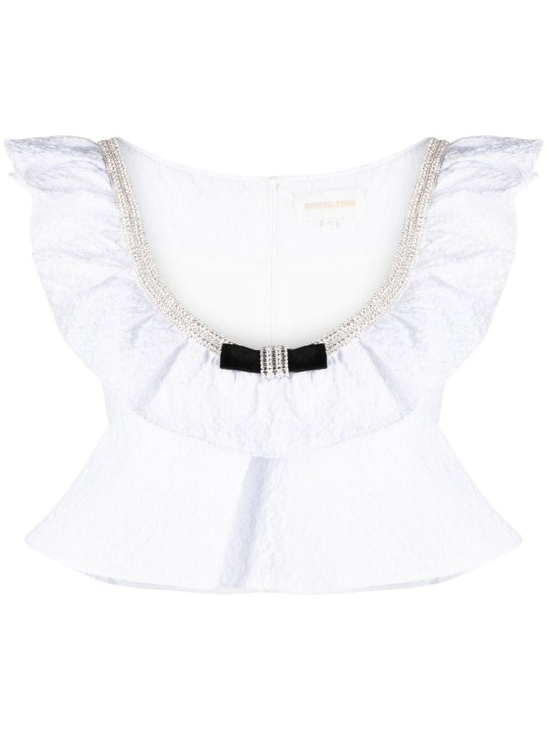 White Ruffled Crop Top
