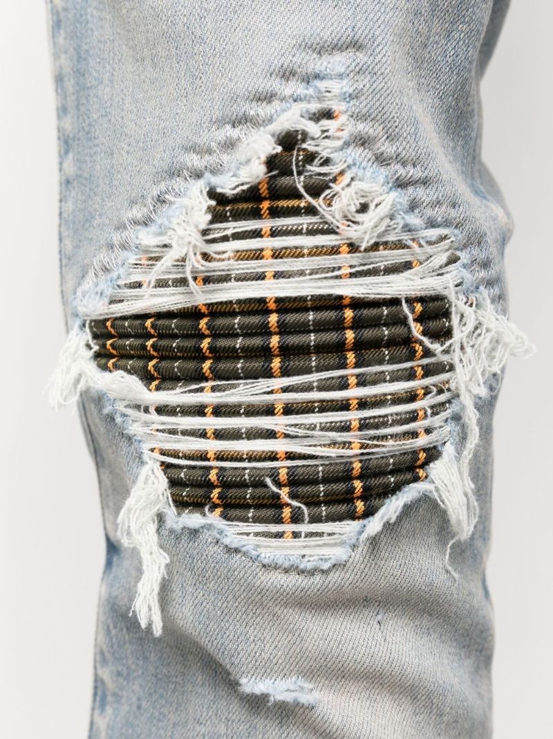 Blue Mxi Neon Plaid Skinny Jeans