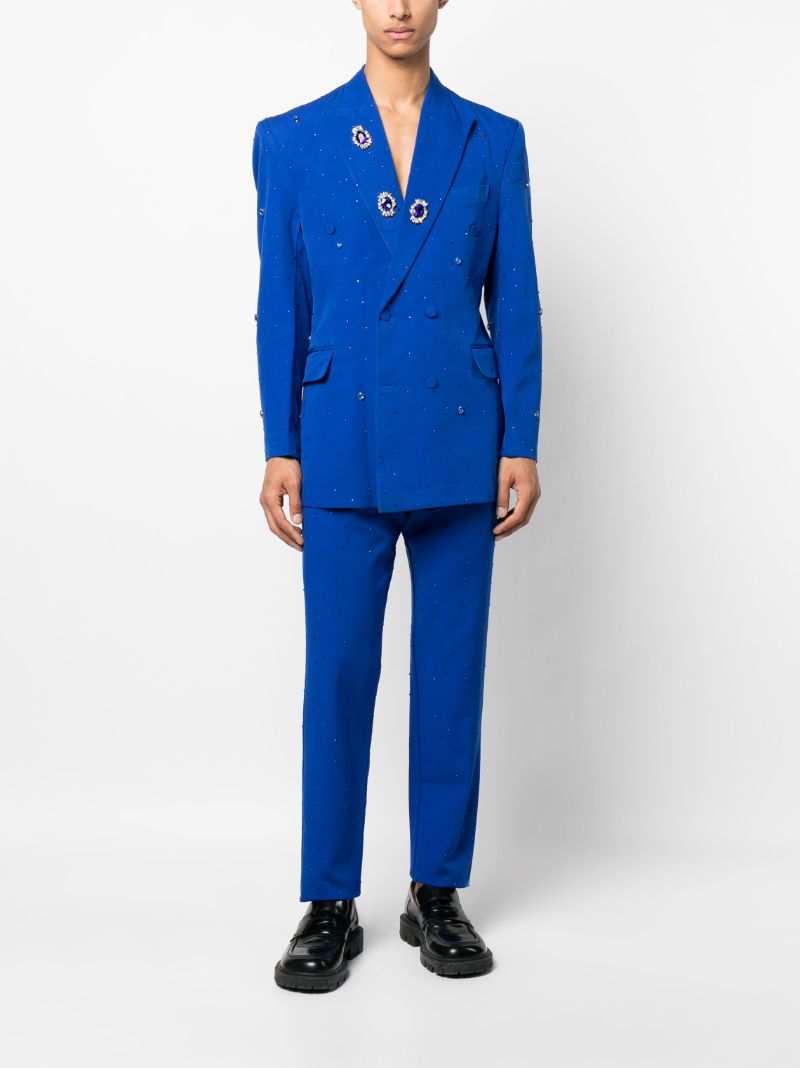 Blue Jide Crystal-embellished Trousers