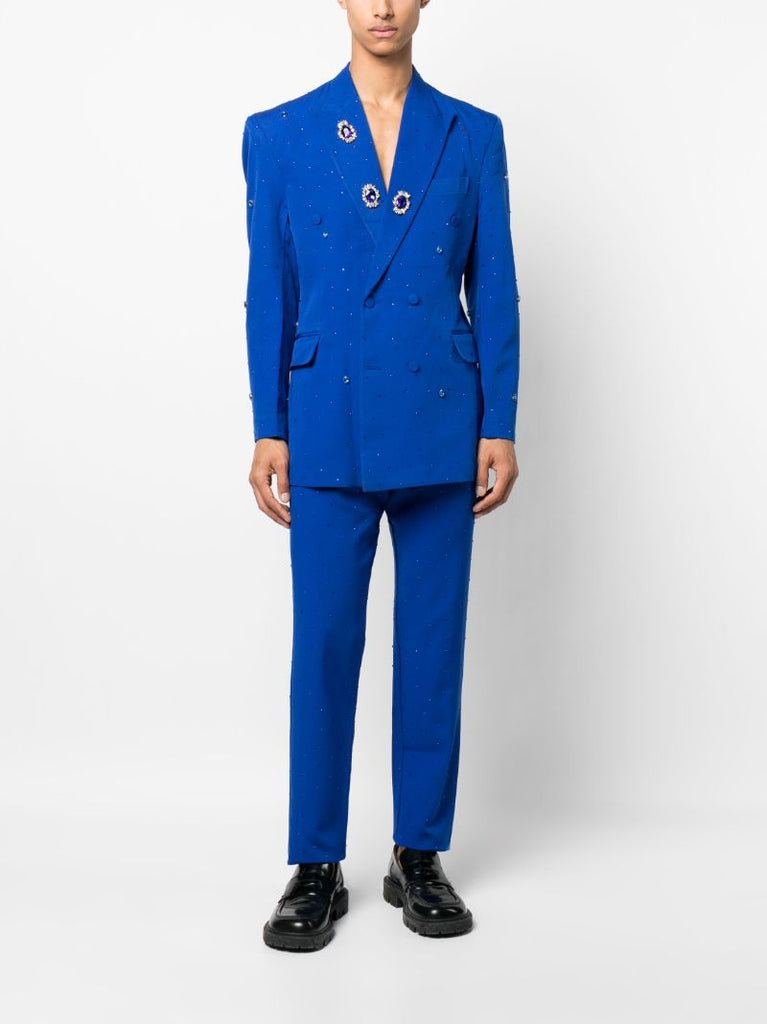 Blue Jide Crystal-embellished Trousers