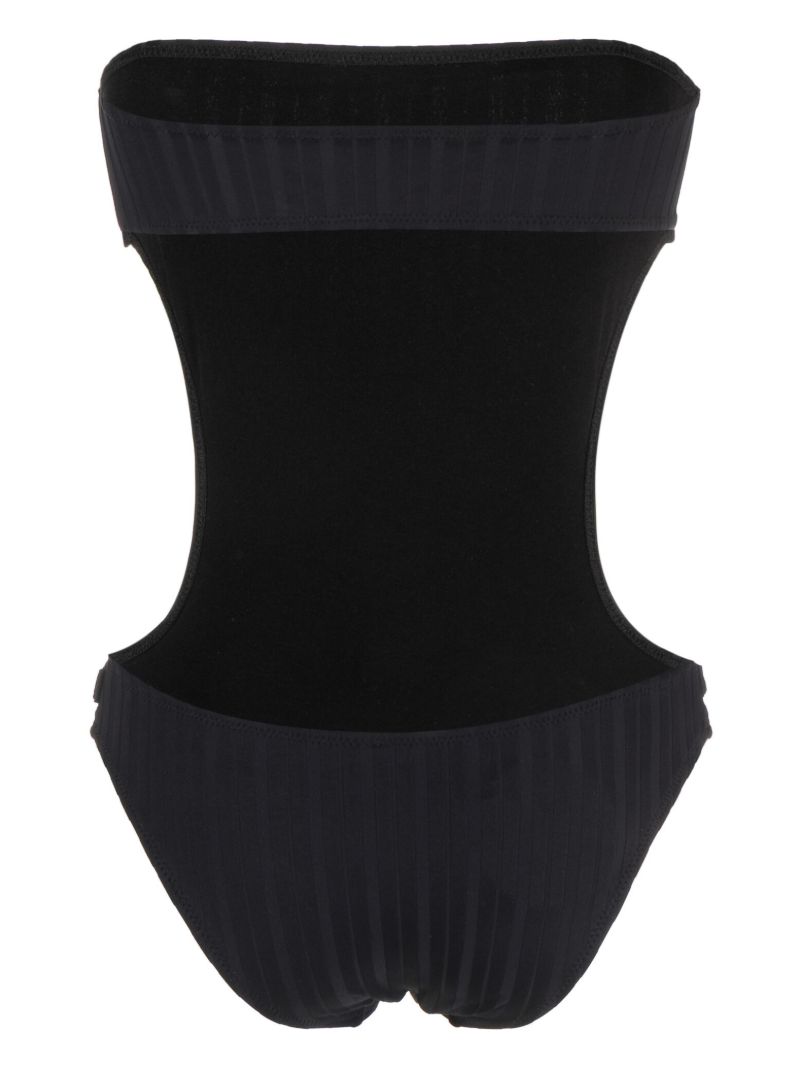Black Nicole Ribbed Open Back Swimsuit