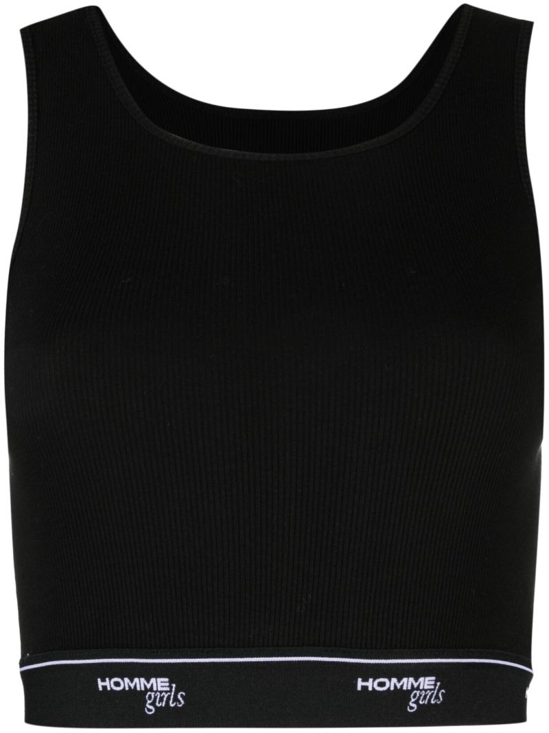 Black Logo Cotton Crop Top