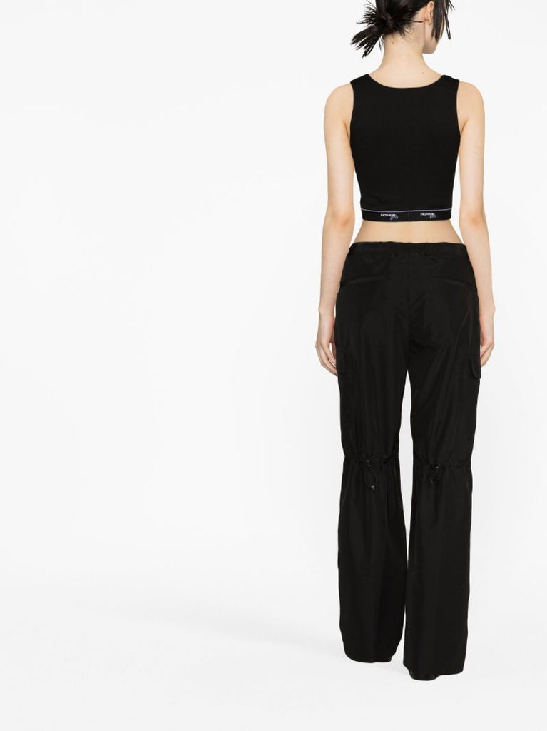 Black Logo Cotton Crop Top