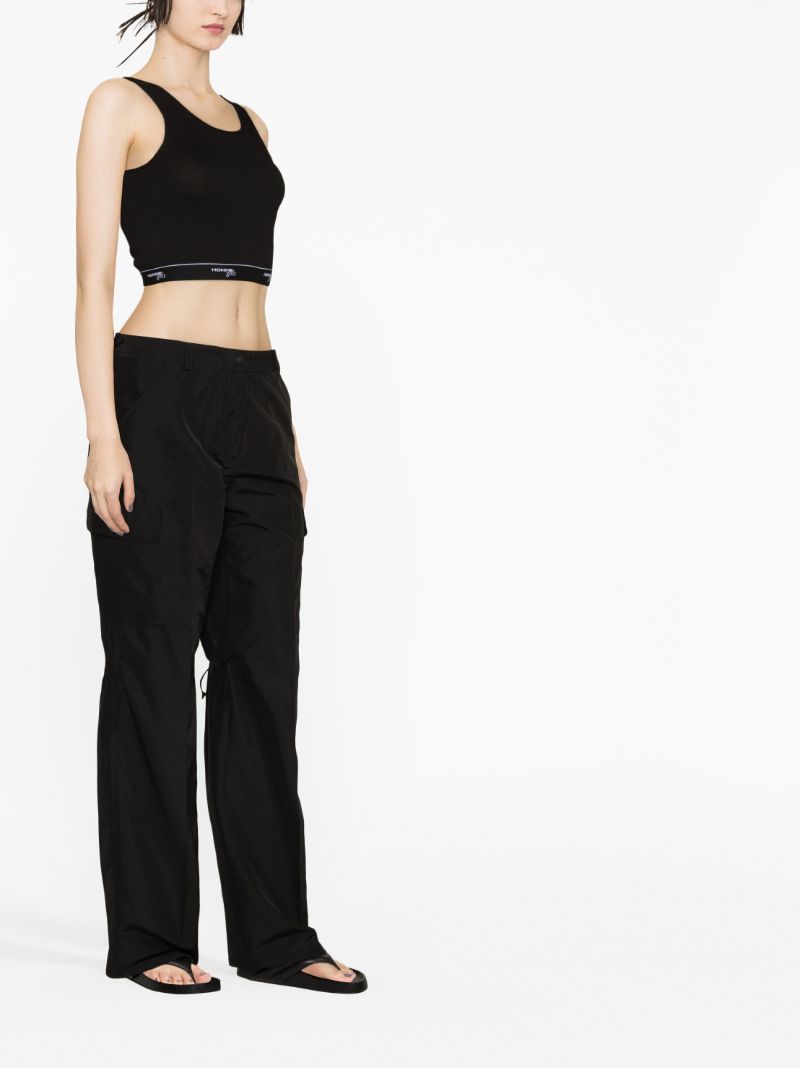 Black Logo Cotton Crop Top