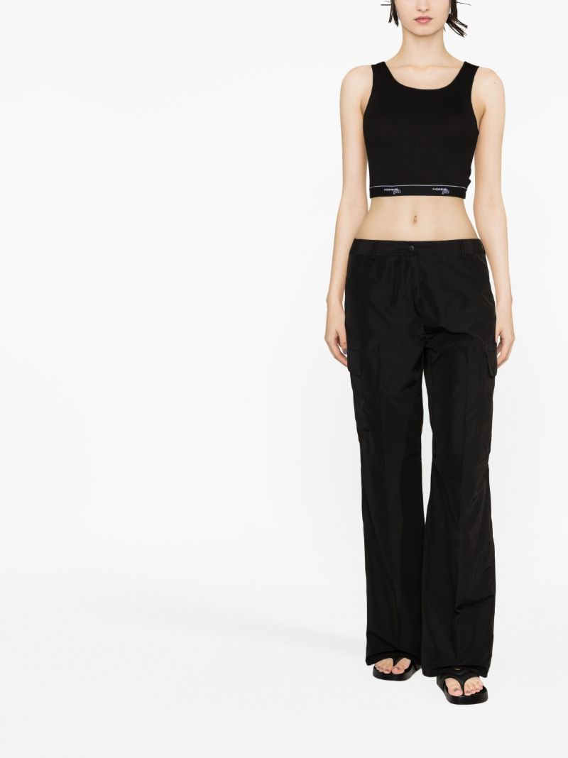 Black Logo Cotton Crop Top