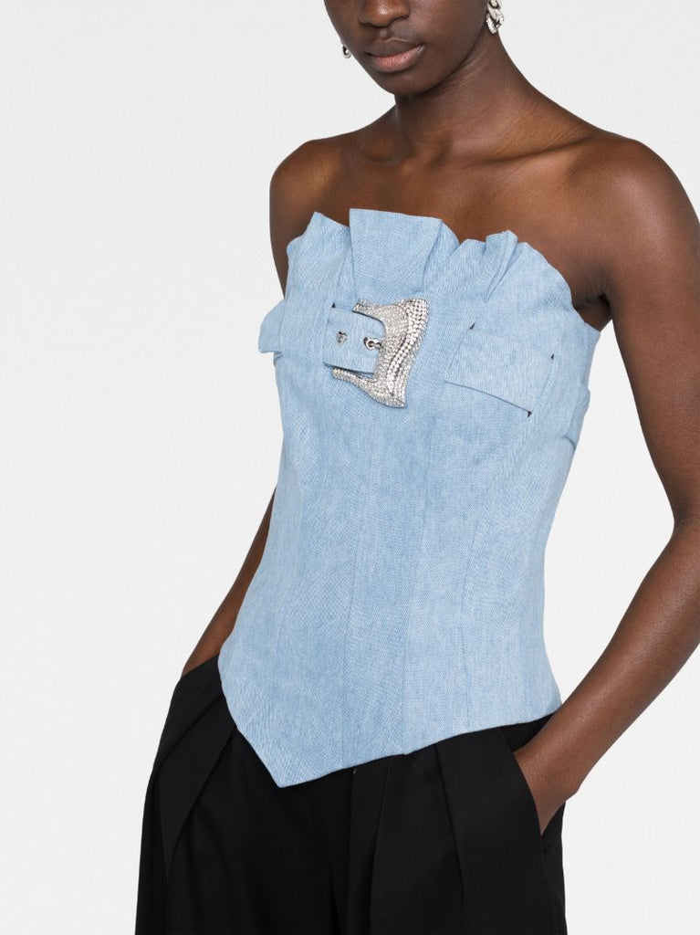 Blue Calamity Denim Corset Top