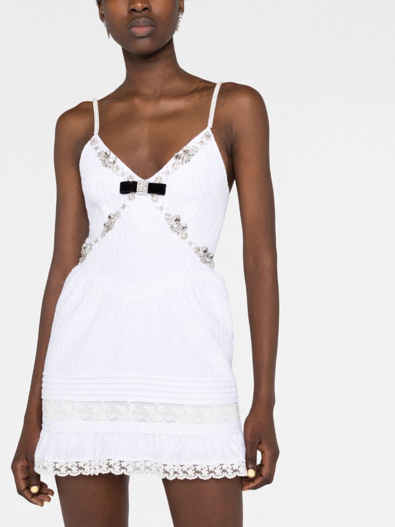 White Crystal-embellished Mini Dress