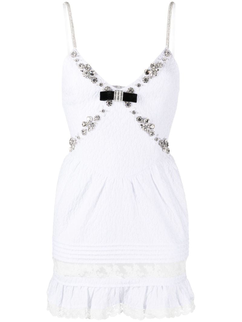 White Crystal-embellished Mini Dress