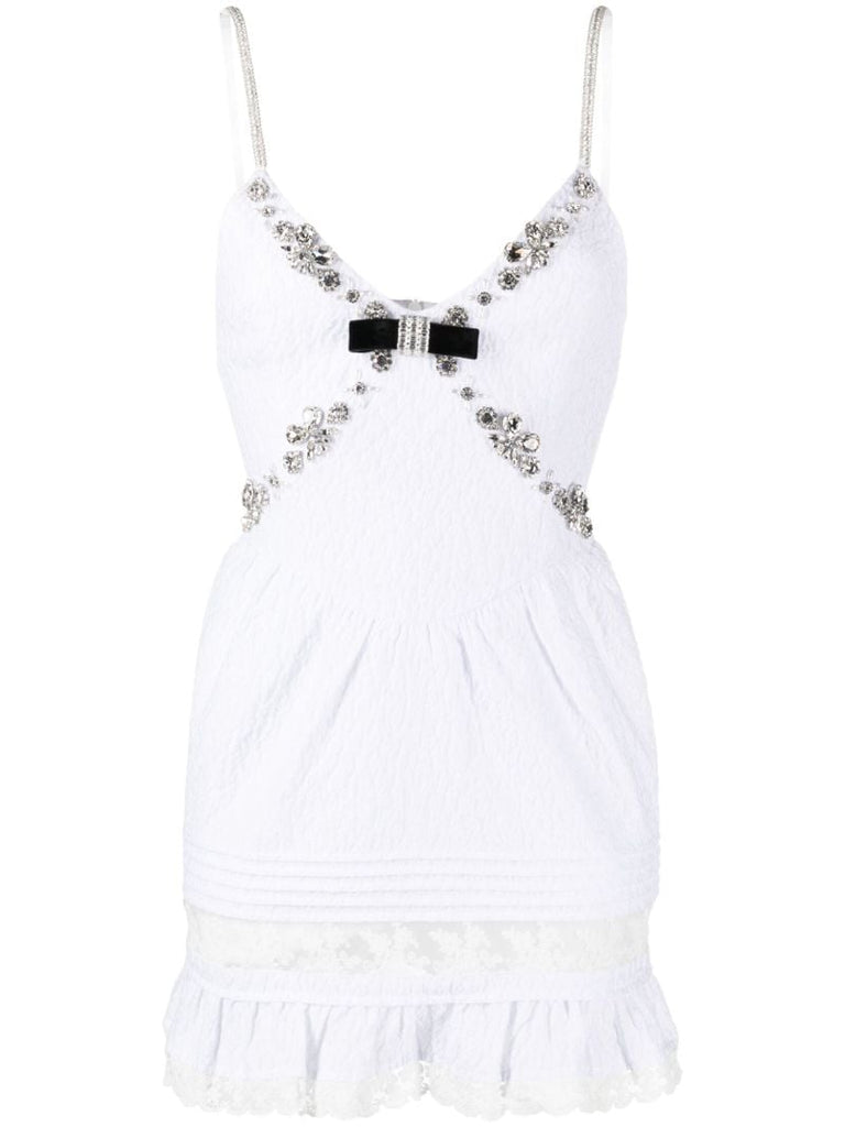 White Crystal-embellished Mini Dress